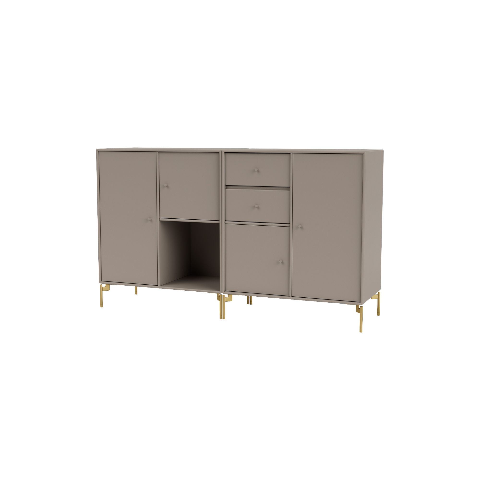 Couple Sideboard With Brass Legs, 141 Truffle