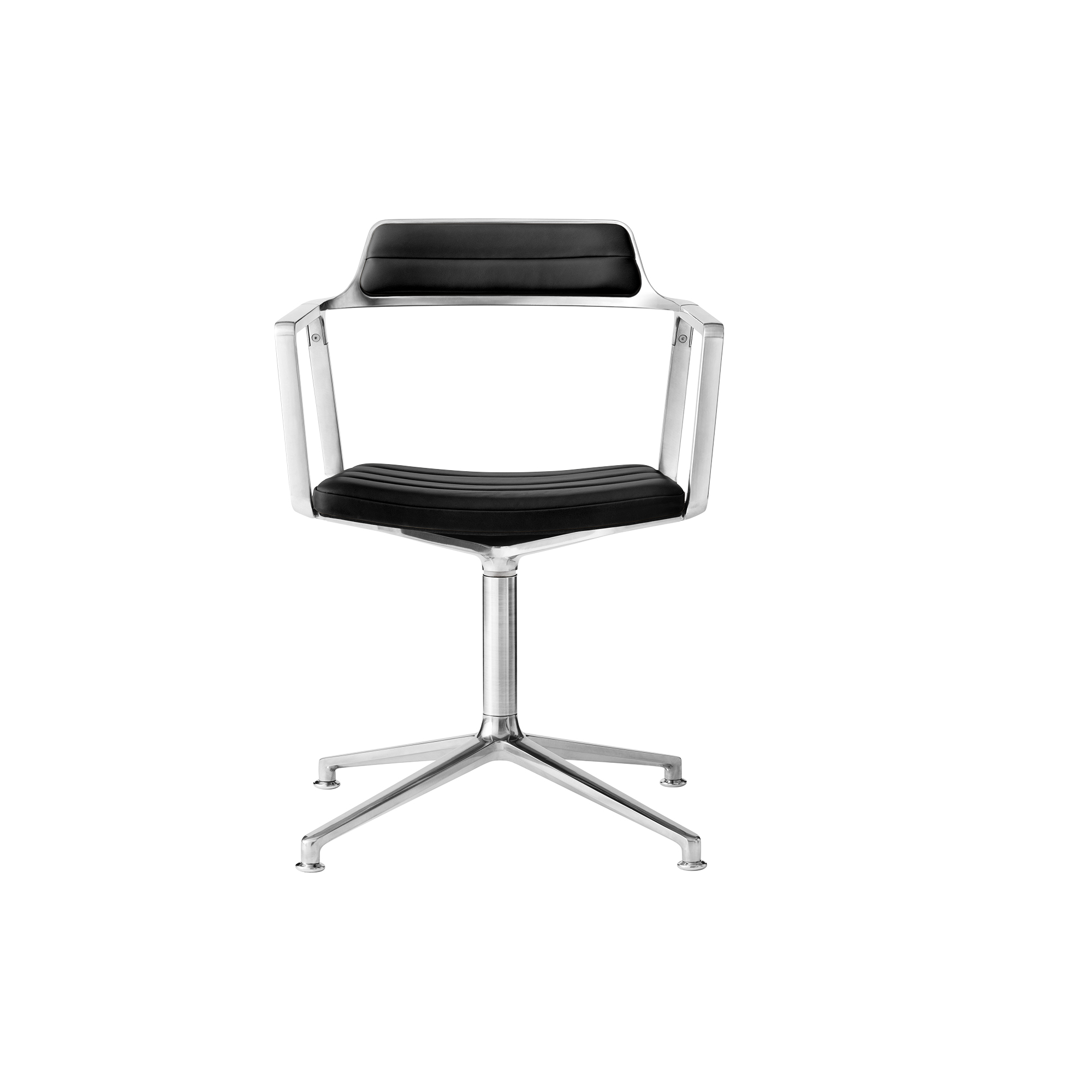 Vipp452 Swivel Chair With Gliders, Black/polished Aluminium